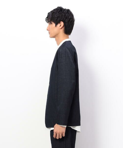 COMME CA ISM / コムサイズム ノーカラージャケット | 【セットアップ対応】デニムライクストレッチ ノーカラージャケット | 詳細11