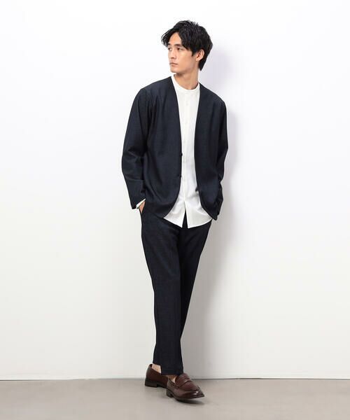 COMME CA ISM / コムサイズム ノーカラージャケット | 【セットアップ対応】デニムライクストレッチ ノーカラージャケット | 詳細7