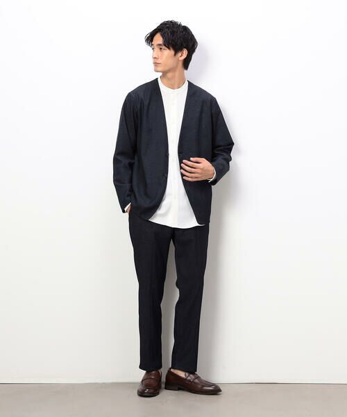 COMME CA ISM / コムサイズム ノーカラージャケット | 【セットアップ対応】デニムライクストレッチ ノーカラージャケット | 詳細8