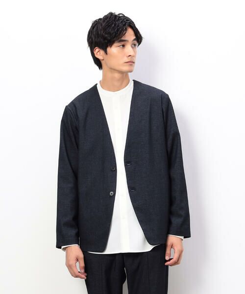 COMME CA ISM / コムサイズム ノーカラージャケット | 【セットアップ対応】デニムライクストレッチ ノーカラージャケット | 詳細9