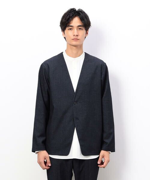 COMME CA ISM / コムサイズム ノーカラージャケット | 【セットアップ対応】デニムライクストレッチ ノーカラージャケット | 詳細10