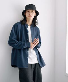 COMME CA ISM / コムサイズム シャツ・ブラウス | ウールライク バンドカラー 長袖シャツ