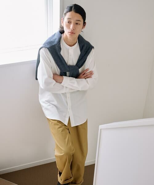 COMME CA ISM / コムサイズム シャツ・ブラウス | ウールライク バンドカラー 長袖シャツ | 詳細1