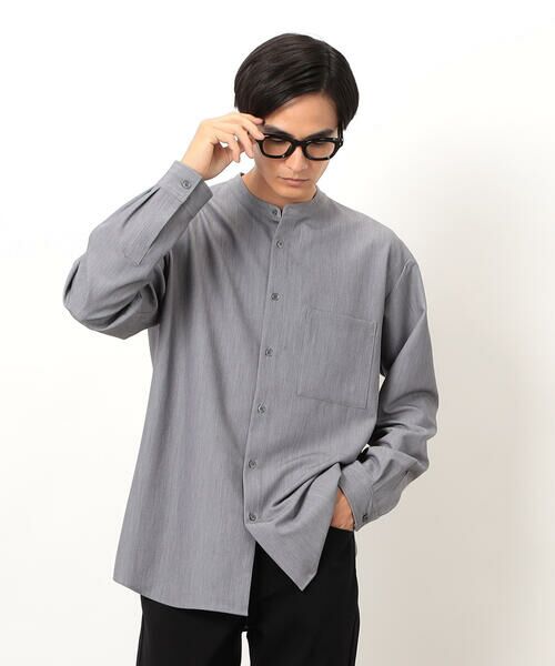 COMME CA ISM / コムサイズム シャツ・ブラウス | ウールライク バンドカラー 長袖シャツ | 詳細7