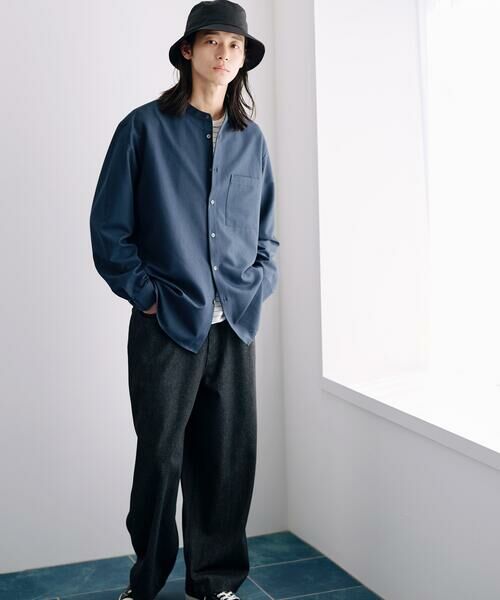 COMME CA ISM / コムサイズム シャツ・ブラウス | ウールライク バンドカラー 長袖シャツ | 詳細21