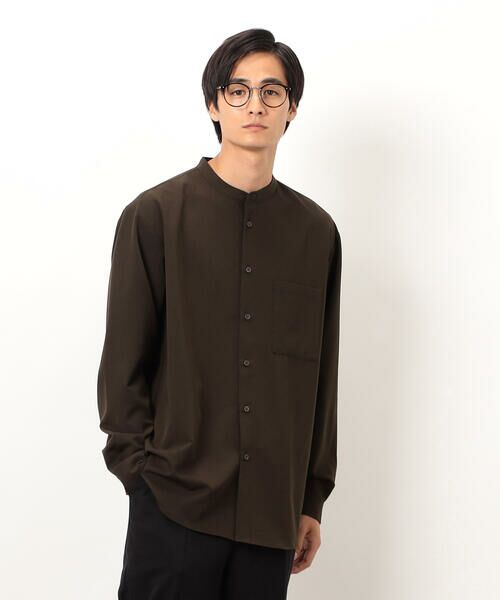 COMME CA ISM / コムサイズム シャツ・ブラウス | ウールライク バンドカラー 長袖シャツ | 詳細30