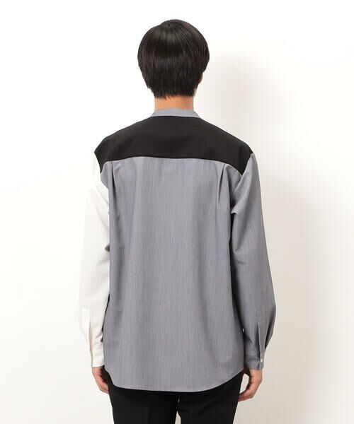 COMME CA ISM / コムサイズム シャツ・ブラウス | ウールライク バンドカラーブロッキング 長袖シャツ | 詳細9