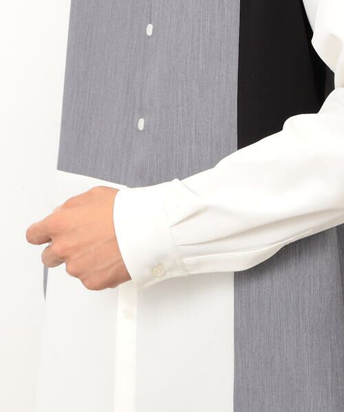 COMME CA ISM / コムサイズム シャツ・ブラウス | ウールライク バンドカラーブロッキング 長袖シャツ | 詳細11