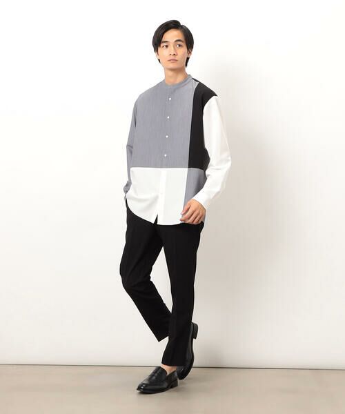 COMME CA ISM / コムサイズム シャツ・ブラウス | ウールライク バンドカラーブロッキング 長袖シャツ | 詳細3