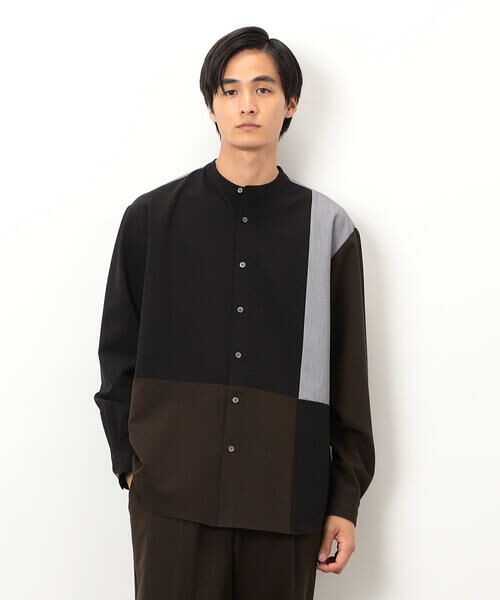 COMME CA ISM / コムサイズム シャツ・ブラウス | ウールライク バンドカラーブロッキング 長袖シャツ | 詳細17