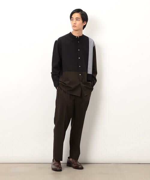 COMME CA ISM / コムサイズム シャツ・ブラウス | ウールライク バンドカラーブロッキング 長袖シャツ | 詳細15