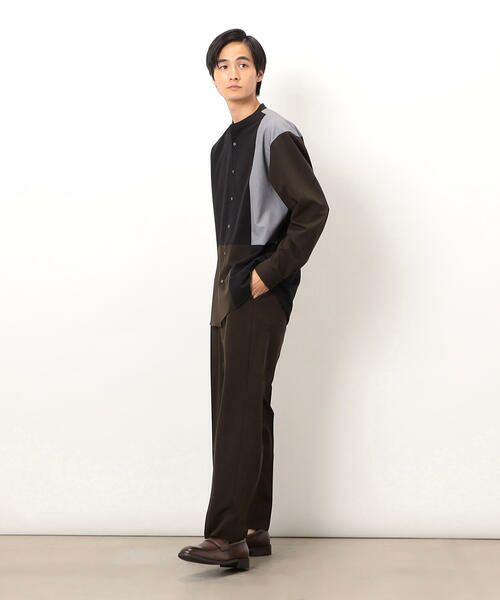 COMME CA ISM / コムサイズム シャツ・ブラウス | ウールライク バンドカラーブロッキング 長袖シャツ | 詳細16