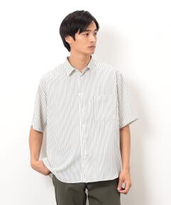 COMME CA ISM / コムサイズム シャツ・ブラウス | ストライププリント ショートポイントカラー 半袖シャツ