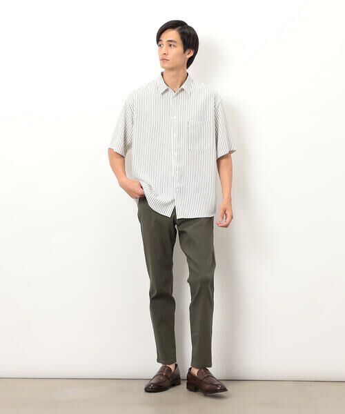 COMME CA ISM / コムサイズム シャツ・ブラウス | ストライププリント ショートポイントカラー 半袖シャツ | 詳細1