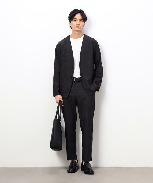 セットアップ対応】デニムライクストレッチ テーパードパンツ