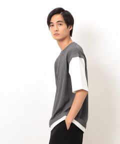 COMME CA ISM / コムサイズム Tシャツ | ケーブル柄 ベスト フェイクレイヤード Ｔシャツ