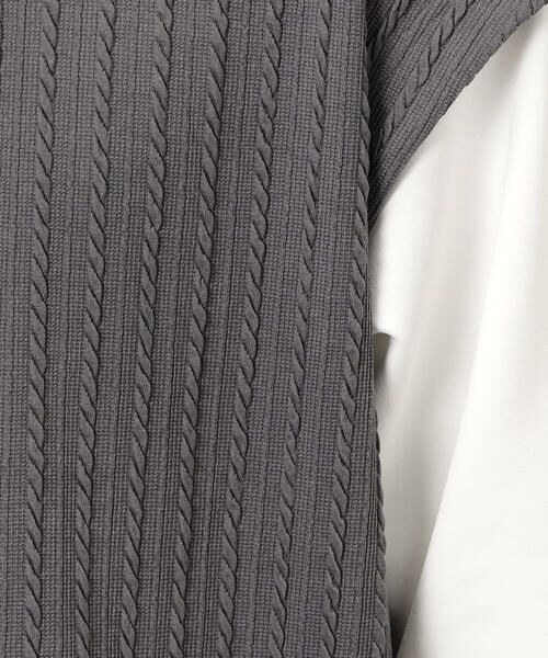 COMME CA ISM / コムサイズム Tシャツ | ケーブル柄 ベスト フェイクレイヤード Tシャツ | 詳細6