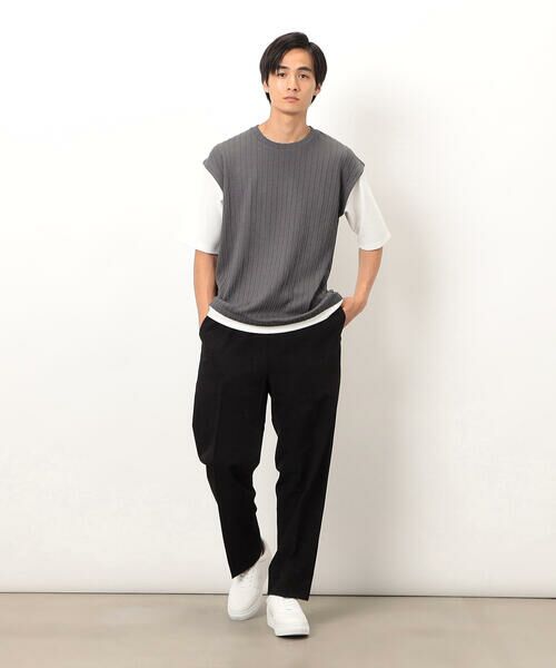 COMME CA ISM / コムサイズム Tシャツ | ケーブル柄 ベスト フェイクレイヤード Tシャツ | 詳細2