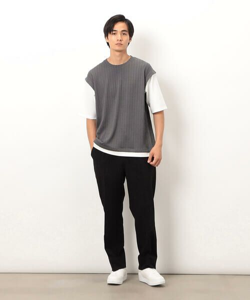 COMME CA ISM / コムサイズム Tシャツ | ケーブル柄 ベスト フェイクレイヤード Tシャツ | 詳細3