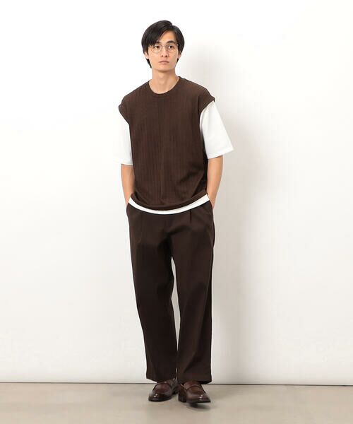 COMME CA ISM / コムサイズム Tシャツ | ケーブル柄 ベスト フェイクレイヤード Tシャツ | 詳細8