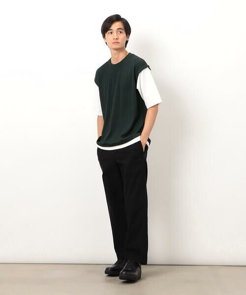 COMME CA ISM / コムサイズム Tシャツ | ケーブル柄 ベスト フェイクレイヤード Tシャツ | 詳細18