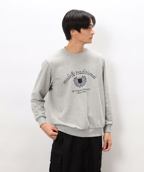 COMME CA ISM / コムサイズム カットソー | カレッジロゴ 刺繍プルオーバー(グレー)