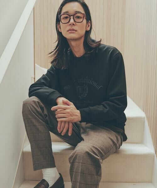 COMME CA ISM / コムサイズム カットソー | カレッジロゴ 刺繍プルオーバー(ブラック)