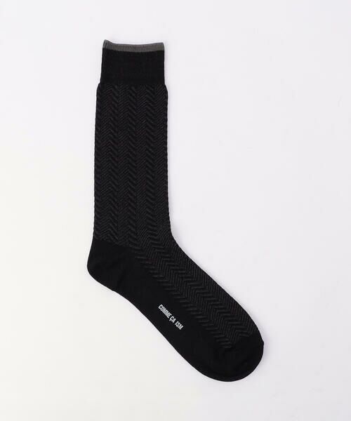 COMME CA ISM/コムサイズム 変形 へリンボン柄 ソックス ブラック 25〜27cm COMME CA ISM/コムサイズム 変形 へリンボン柄 ソックス ブラック 25〜27cm