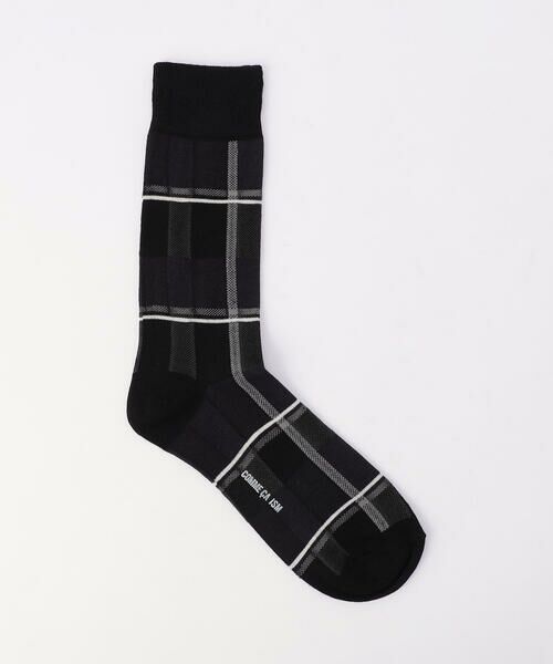 COMME CA ISM/コムサイズム アシンメトリー チェック柄 ソックス ブラック×チャコール 25〜27cm COMME CA ISM/コムサイズム アシンメトリー チェック柄 ソックス ブラック×チャコール 25〜27cm