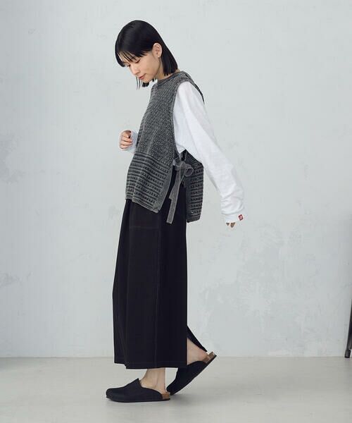 COMME CA ISM / コムサイズム ベスト | 製品染めウォッシュ　透かし柄ニットベスト | 詳細3