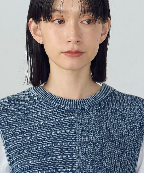 COMME CA ISM / コムサイズム ベスト | 製品染めウォッシュ　透かし柄ニットベスト | 詳細13