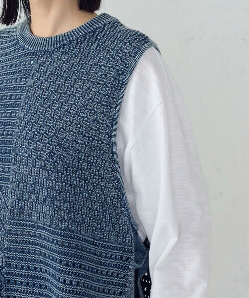 COMME CA ISM / コムサイズム ベスト | 製品染めウォッシュ　透かし柄ニットベスト | 詳細14