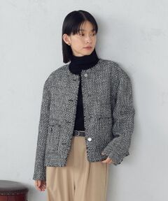COMME CA ISM / コムサイズム ノーカラージャケット | ファンシーツイード　ノーカラージャケット