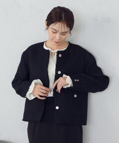 COMME CA ISM / コムサイズム ノーカラージャケット | ファンシーツイード　ノーカラージャケット