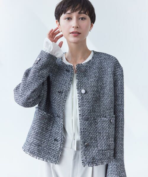 COMME CA ISM / コムサイズム ノーカラージャケット | ファンシーツイード　ノーカラージャケット | 詳細1