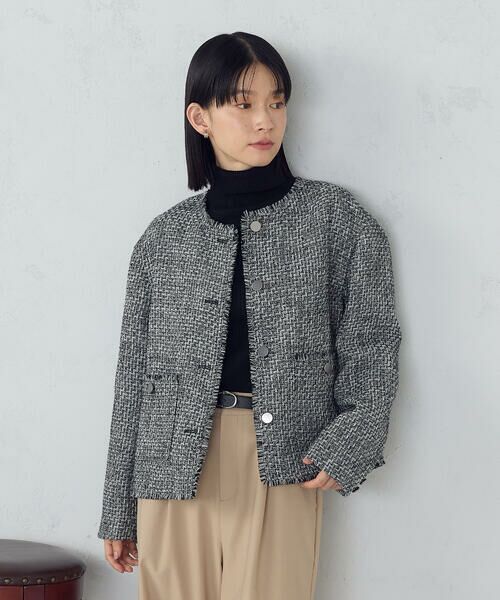 COMME CA ISM / コムサイズム ノーカラージャケット | ファンシーツイード　ノーカラージャケット | 詳細10