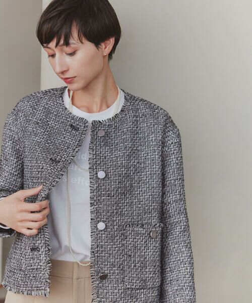 COMME CA ISM / コムサイズム ノーカラージャケット | ファンシーツイード　ノーカラージャケット | 詳細3