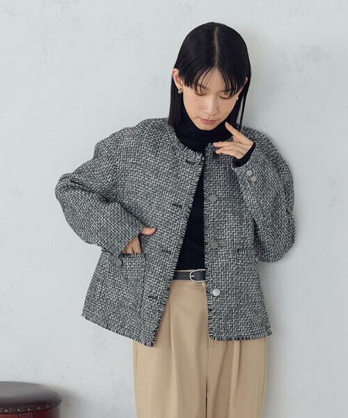 COMME CA ISM / コムサイズム ノーカラージャケット | ファンシーツイード　ノーカラージャケット | 詳細8