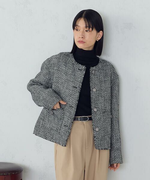 COMME CA ISM / コムサイズム ノーカラージャケット | ファンシーツイード　ノーカラージャケット | 詳細9