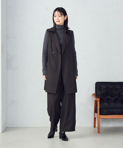 COMME CA ISM / コムサイズム ベスト | 【セットアップ対応】ポリエステルツイル　ロングジレ | 詳細1