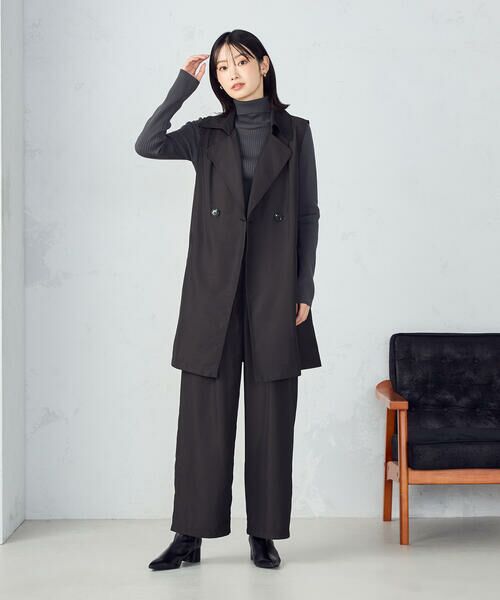 COMME CA ISM / コムサイズム ベスト | 【セットアップ対応】ポリエステルツイル　ロングジレ | 詳細2