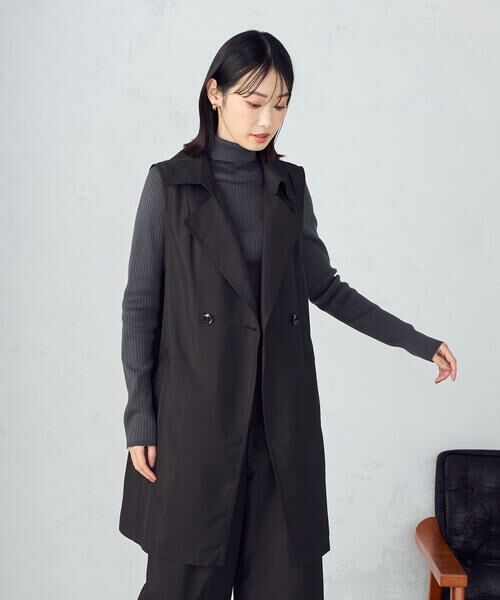 COMME CA ISM / コムサイズム ベスト | 【セットアップ対応】ポリエステルツイル　ロングジレ | 詳細3