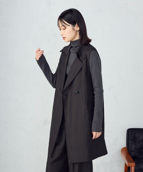 COMME CA ISM / コムサイズム ベスト | 【セットアップ対応】ポリエステルツイル　ロングジレ | 詳細4