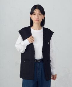 COMME CA ISM / コムサイズム ベスト | ファンシーツイード　ロングジレ