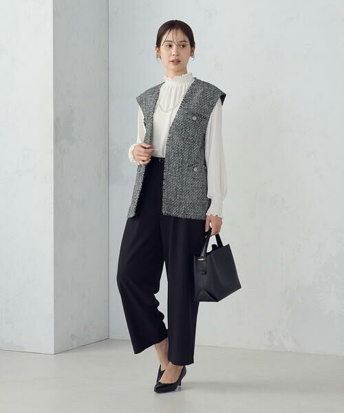 COMME CA ISM / コムサイズム ベスト | ファンシーツイード　ロングジレ | 詳細1