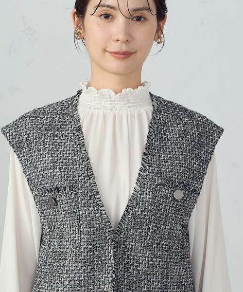 COMME CA ISM / コムサイズム ベスト | ファンシーツイード　ロングジレ | 詳細7