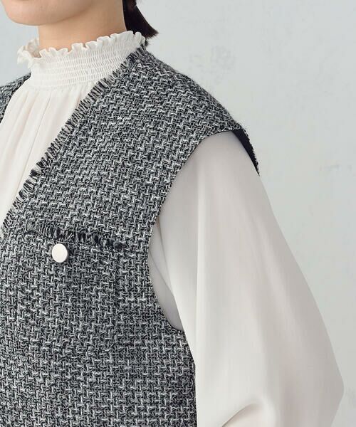 COMME CA ISM / コムサイズム ベスト | ファンシーツイード　ロングジレ | 詳細8