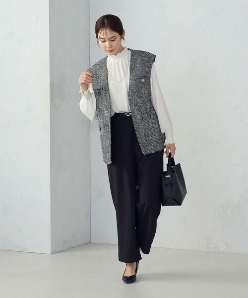 COMME CA ISM / コムサイズム ベスト | ファンシーツイード　ロングジレ | 詳細2