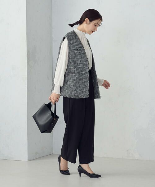 COMME CA ISM / コムサイズム ベスト | ファンシーツイード　ロングジレ | 詳細3