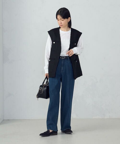 COMME CA ISM / コムサイズム ベスト | ファンシーツイード　ロングジレ | 詳細13